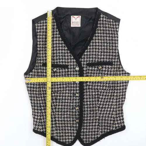 Mondi Collections Women's Black Tweed Sleeveless V-Neck Vest Size 6