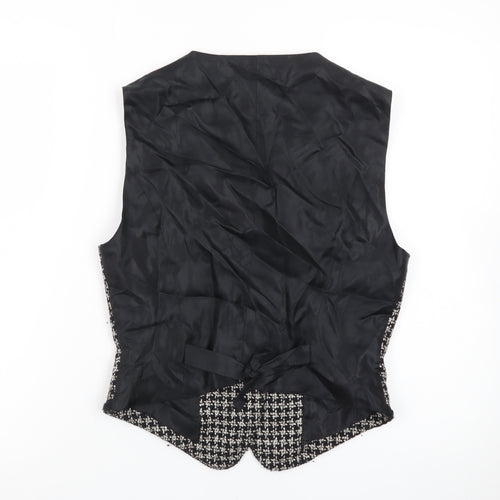 Mondi Collections Women's Black Tweed Sleeveless V-Neck Vest Size 6