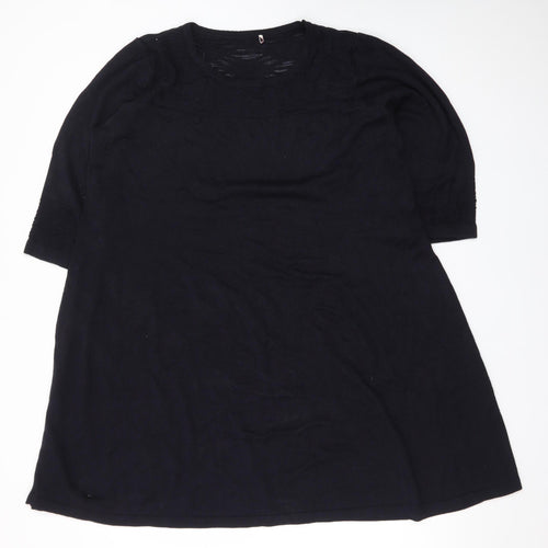 Marks and Spencer Women's Black Cotton A-Line Knit Dress Size 18
