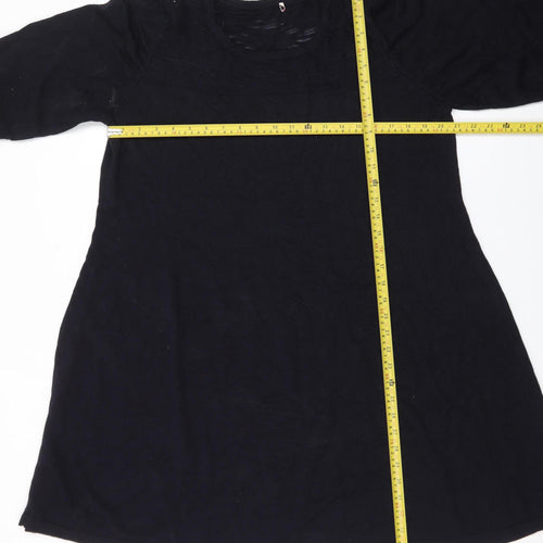 Marks and Spencer Women's Black Cotton A-Line Knit Dress Size 18