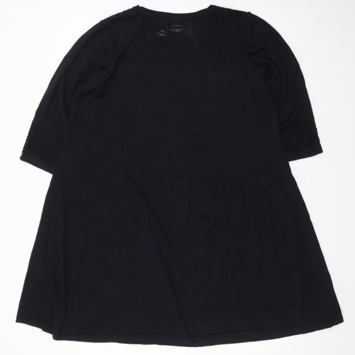 Marks and Spencer Women's Black Cotton A-Line Knit Dress Size 18