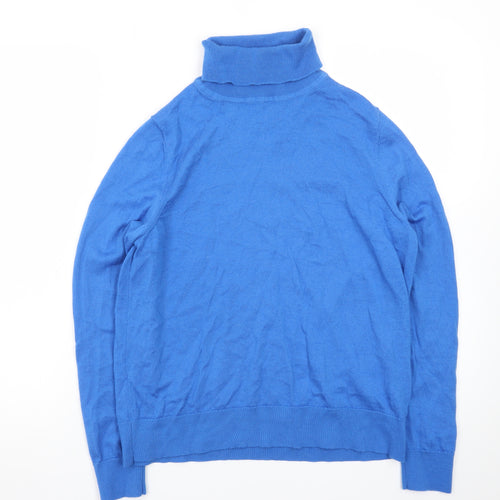 Marks and Spencer Women Blue Roll Neck Merino Wool Jumper Size 14