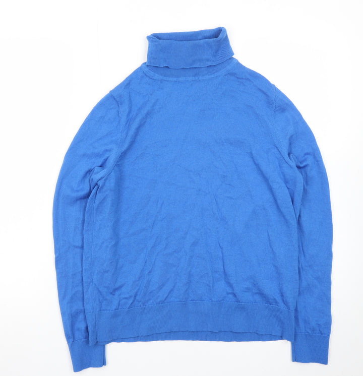 Marks and Spencer Women Blue Roll Neck Merino Wool Jumper Size 14