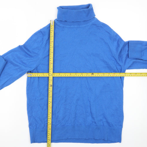 Marks and Spencer Women Blue Roll Neck Merino Wool Jumper Size 14
