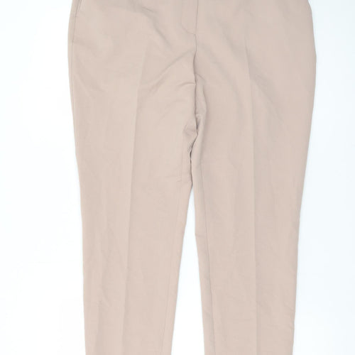 Dorothy Perkins Women Beige Slim Tapered Work Trousers Size 12