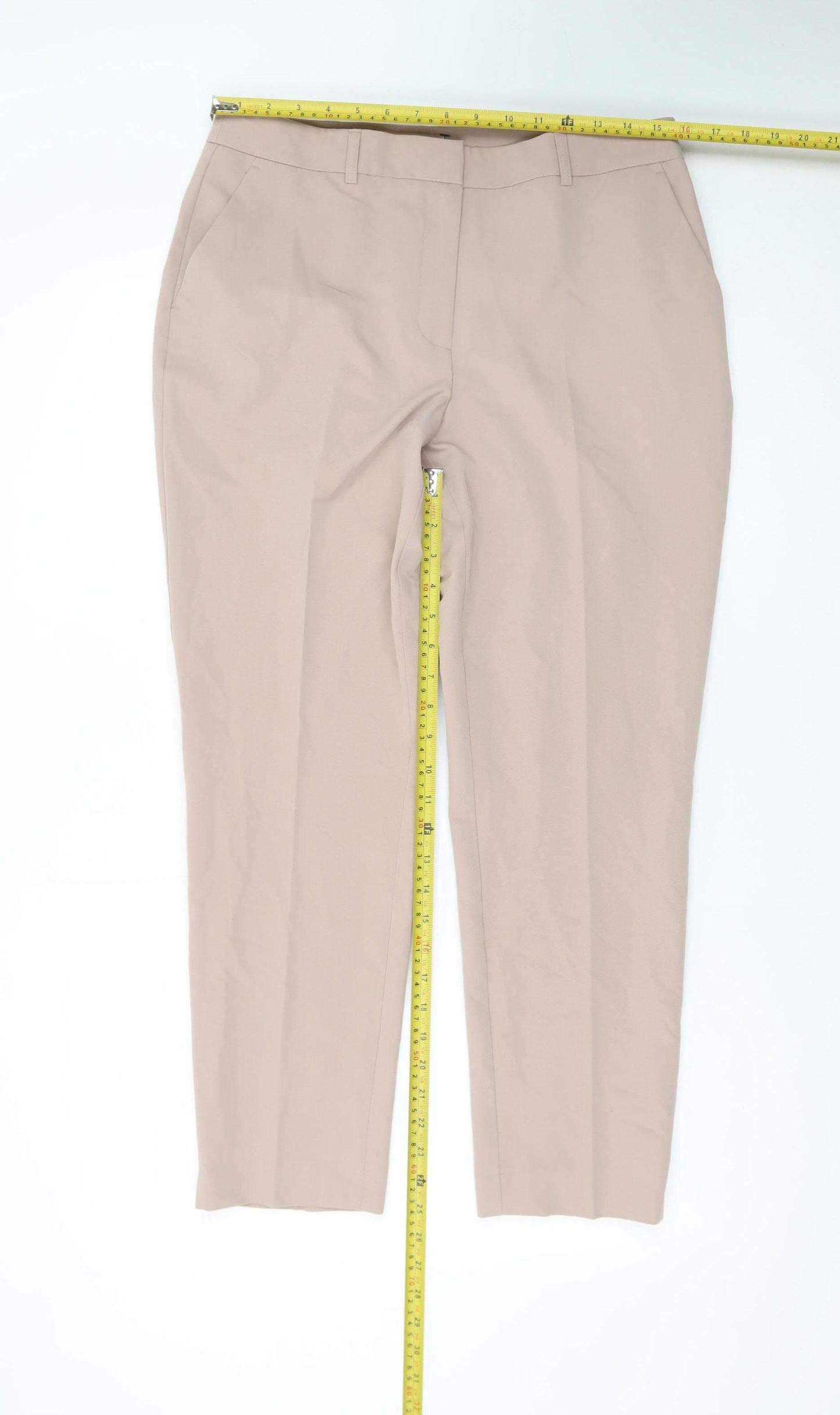 Dorothy Perkins Women Beige Slim Tapered Work Trousers Size 12