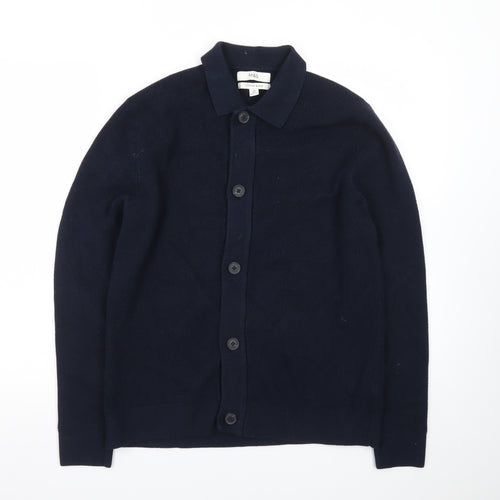 Marks and Spencer Women’s Navy Cotton Blend Collared Cardigan M