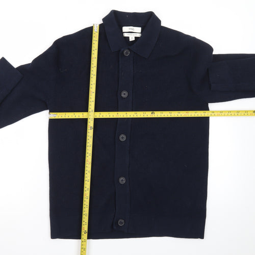 Marks and Spencer Women’s Navy Cotton Blend Collared Cardigan M