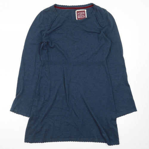 Mantaray Women's Blue Size 10 Cotton Jumper Dress Long Sleeve