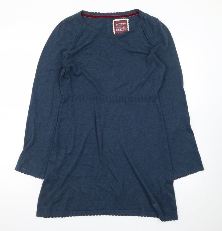 Mantaray Women's Blue Size 10 Cotton Jumper Dress Long Sleeve