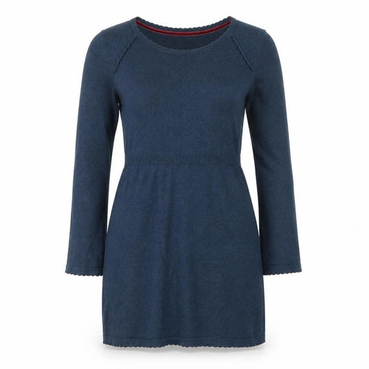 Front view of Mantaray Women's Blue, size 10, Cotton Jumper Dress Long Sleeve