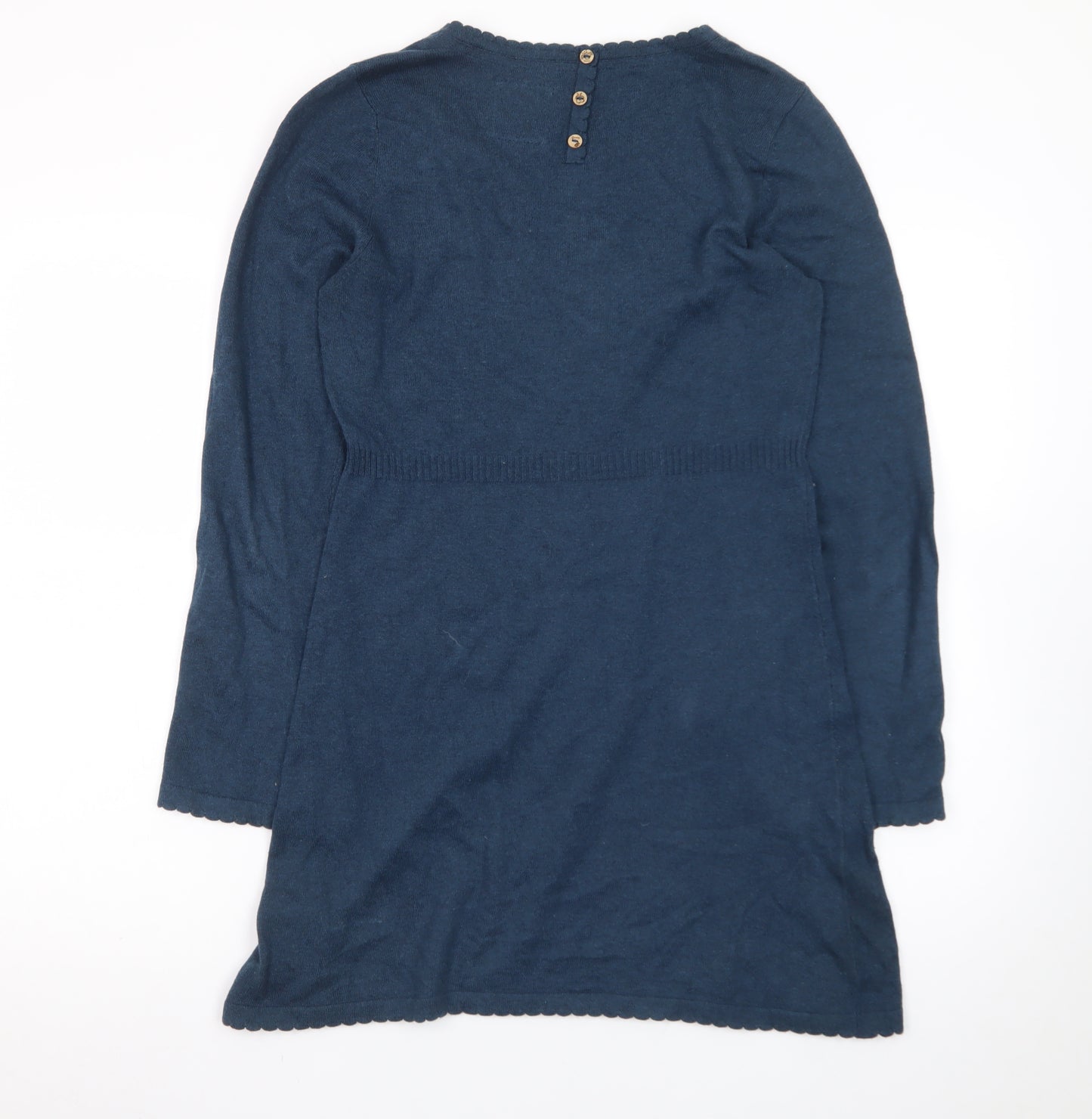 Mantaray Women's Blue Size 10 Cotton Jumper Dress Long Sleeve