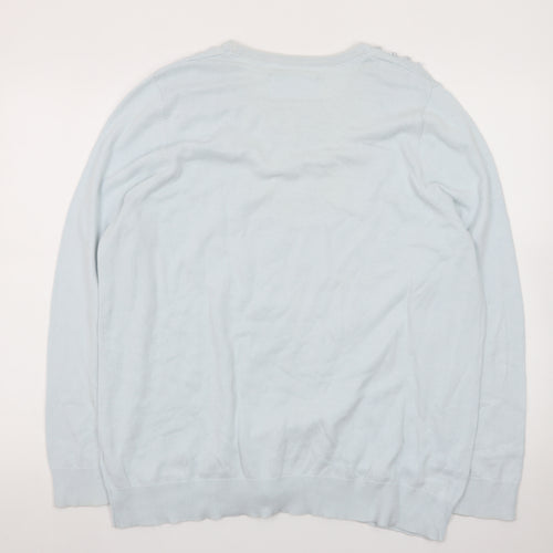 Maine New England Women's Blue Beaded Crew Neck Jumper Size 20