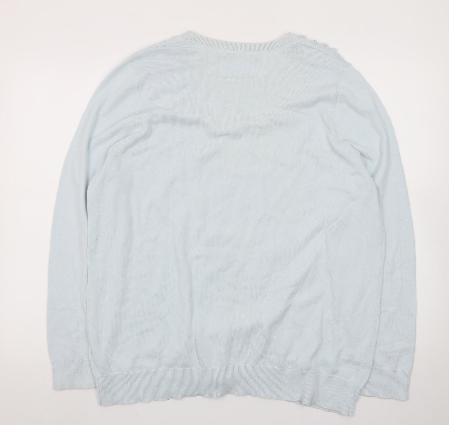 Maine New England Women's Blue Beaded Crew Neck Jumper Size 20