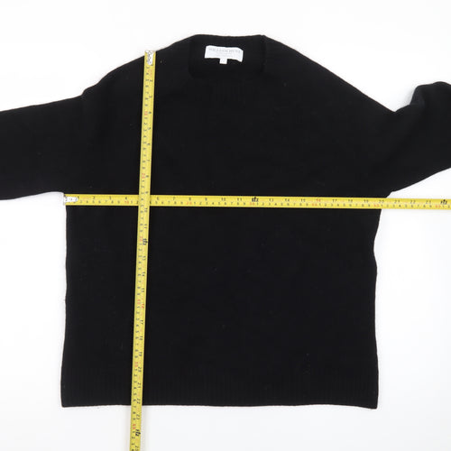 William Hunt Men's Black Wool Crew Neck Pullover Jumper Size L