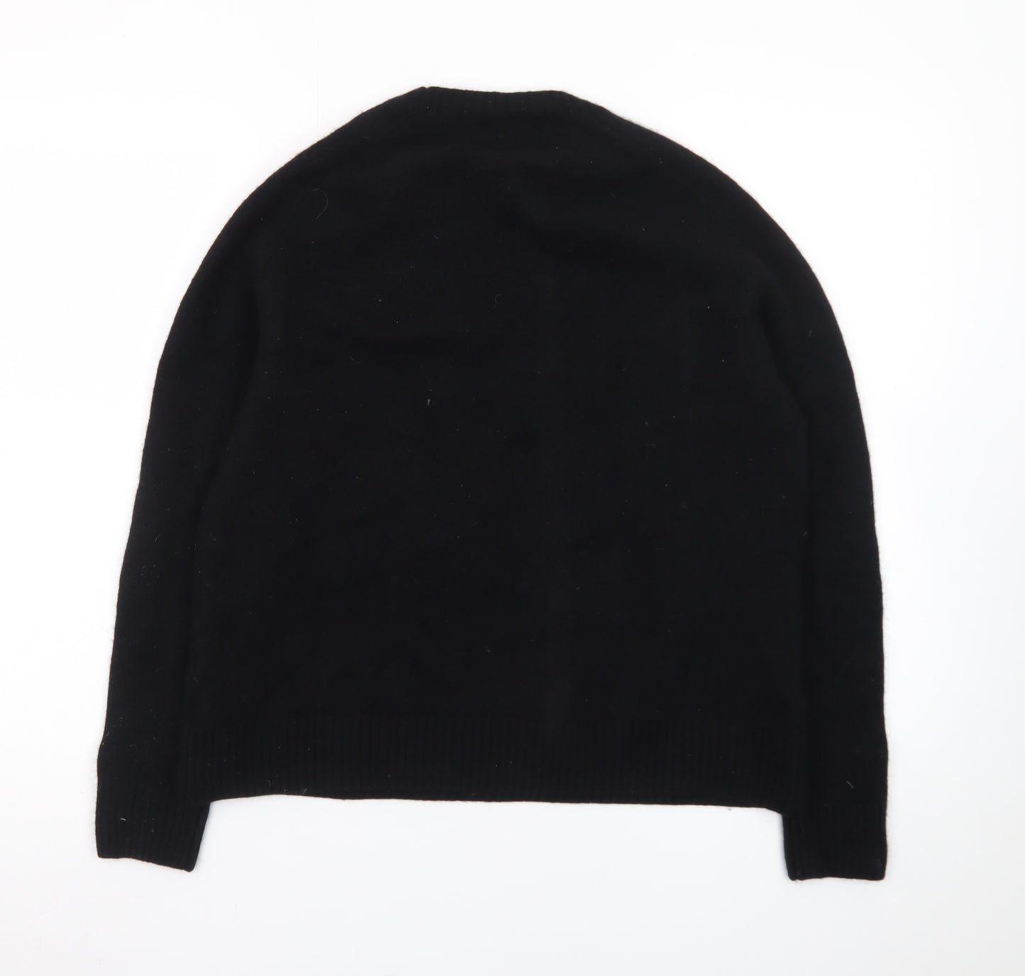 William Hunt Men's Black Wool Crew Neck Pullover Jumper Size L