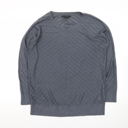 Banana Republic Women Blue L Jumper Crew Neck Long Sleeve Knit Top