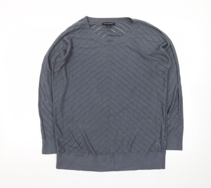 Banana Republic Women Blue L Jumper Crew Neck Long Sleeve Knit Top
