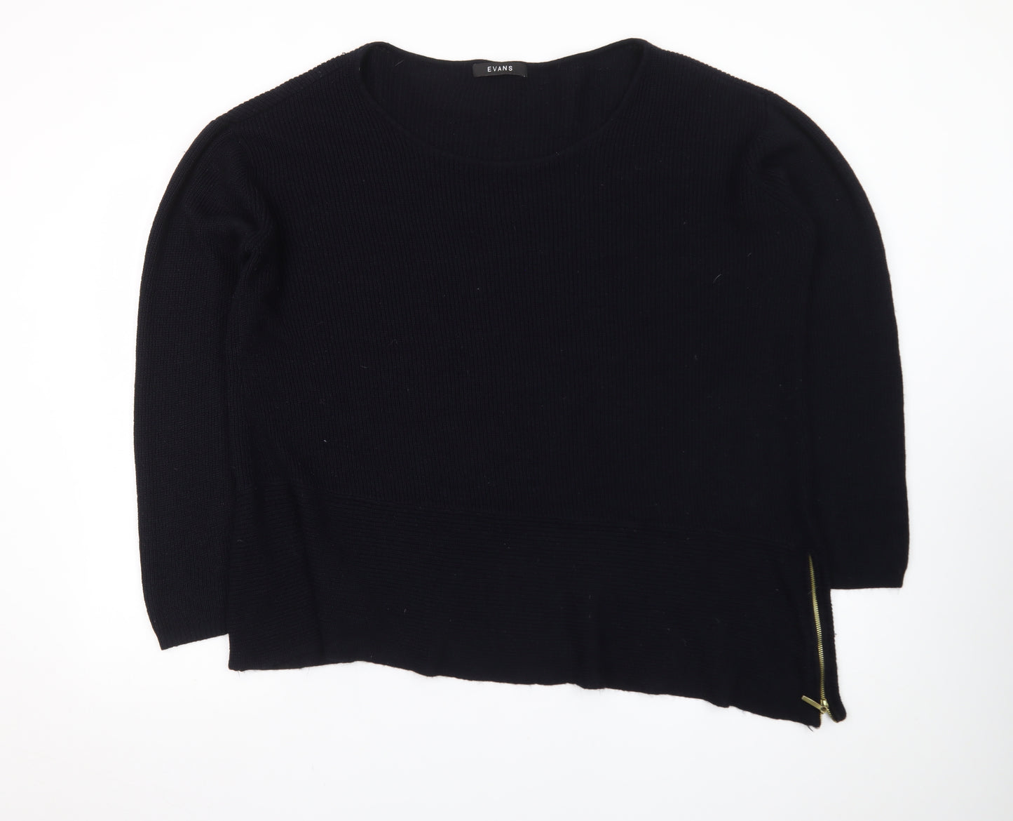 Evans Women's Black Size 22/24 Zip Accent Knit Pullover Jumper