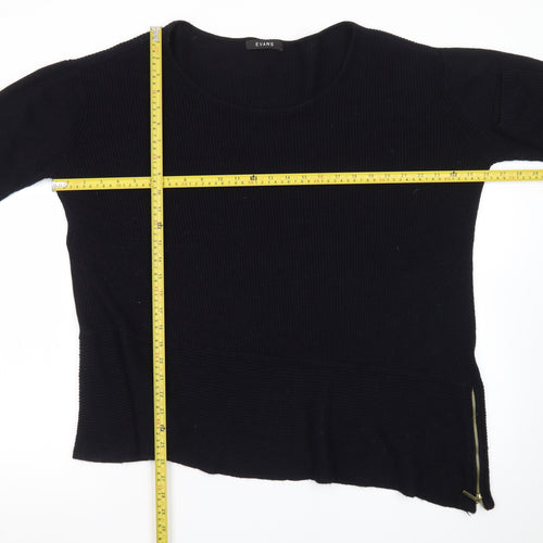 Evans Women's Black Size 22/24 Zip Accent Knit Pullover Jumper