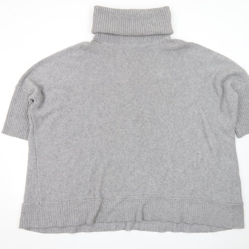 Jaeger Women’s Grey Roll Neck Short Sleeve Knit Jumper XL