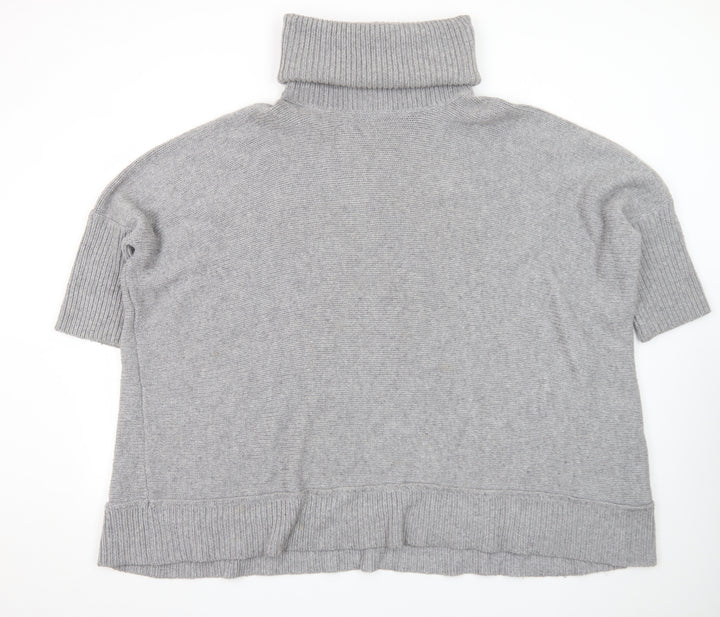 Jaeger Women’s Grey Roll Neck Short Sleeve Knit Jumper XL