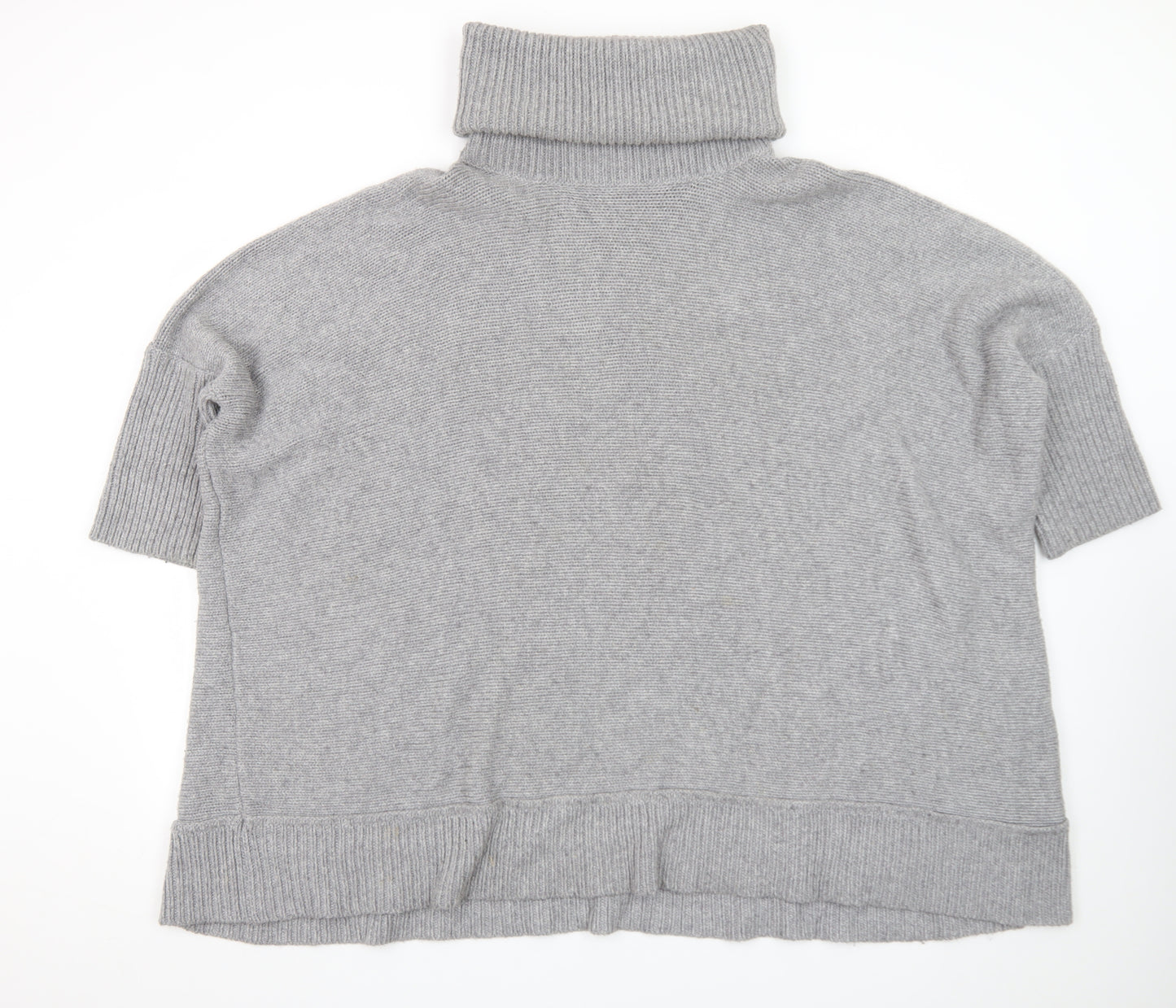 Jaeger Women’s Grey Roll Neck Short Sleeve Knit Jumper XL