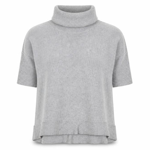 Jaeger Women’s Grey Roll Neck Short Sleeve Knit Jumper XL