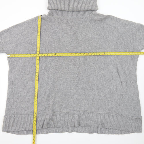 Jaeger Women’s Grey Roll Neck Short Sleeve Knit Jumper XL