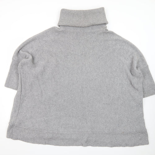 Jaeger Women’s Grey Roll Neck Short Sleeve Knit Jumper XL