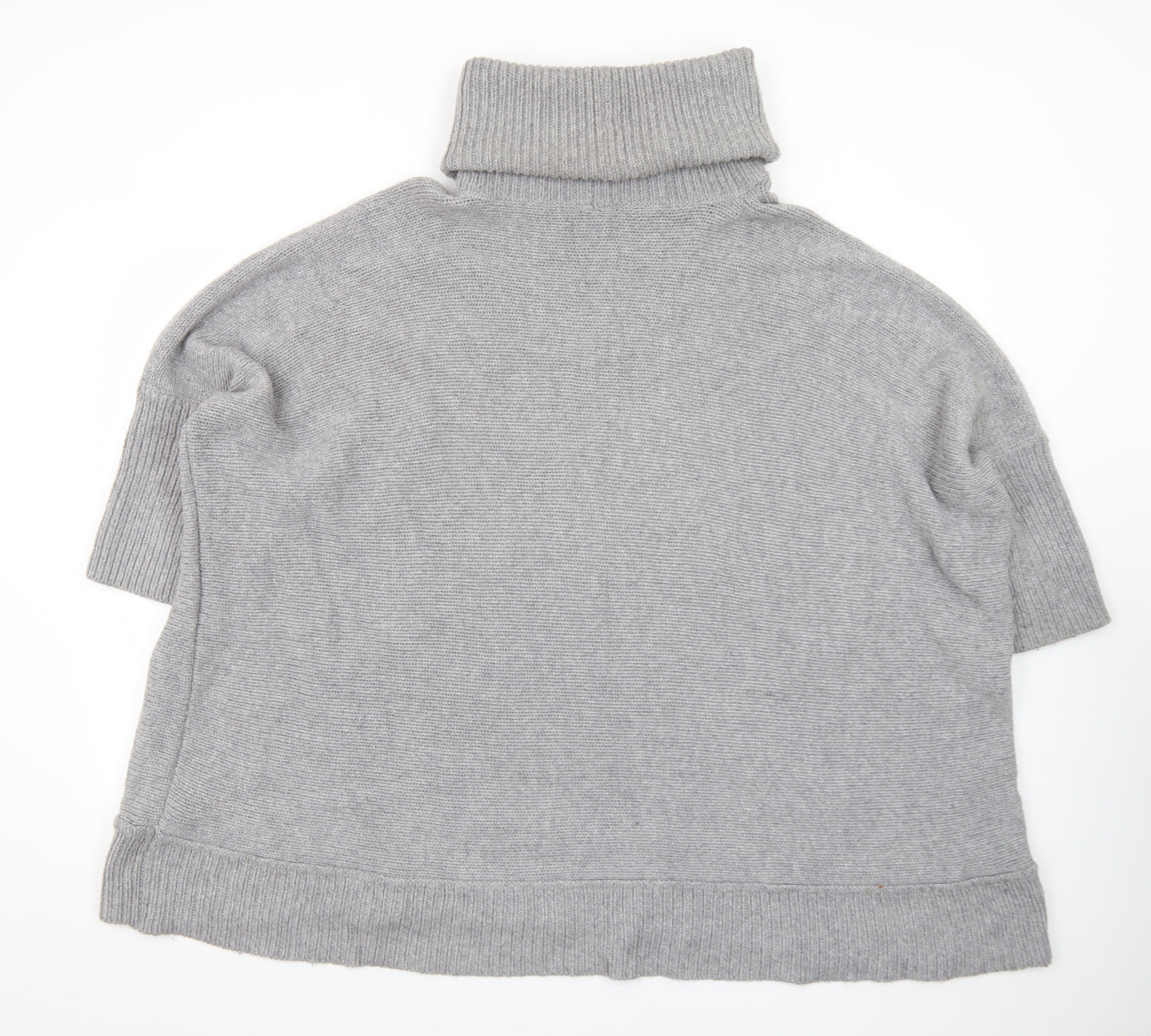Jaeger Women’s Grey Roll Neck Short Sleeve Knit Jumper XL