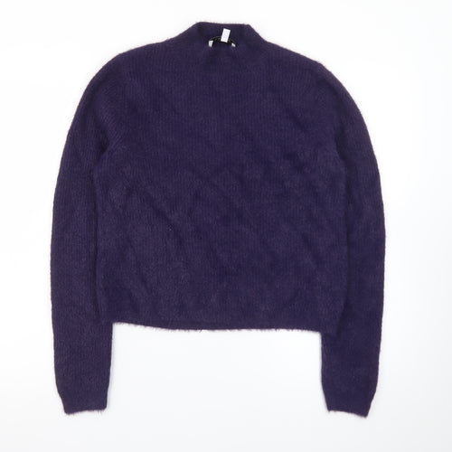 & Other Stories Women Purple Mock Neck Mohair Wool Blend Jumper Size 12