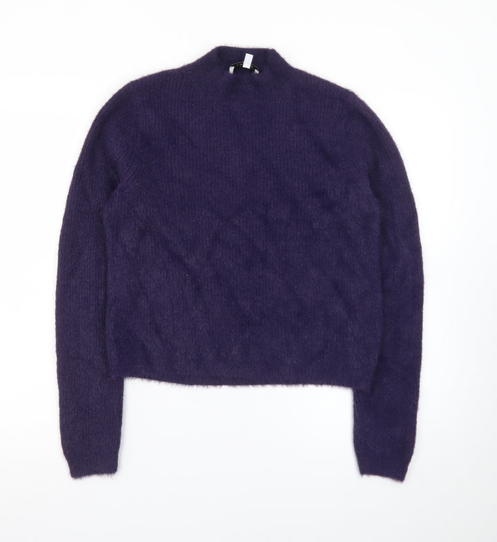 & Other Stories Women Purple Mock Neck Mohair Wool Blend Jumper Size 12