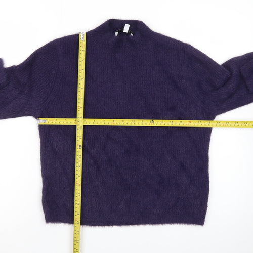 & Other Stories Women Purple Mock Neck Mohair Wool Blend Jumper Size 12