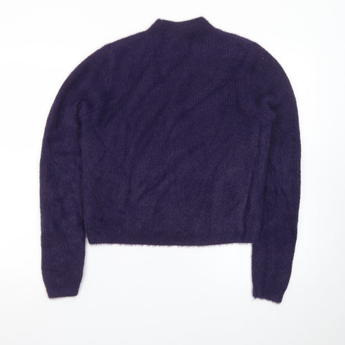 & Other Stories Women Purple Mock Neck Mohair Wool Blend Jumper Size 12