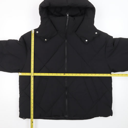 Next Womens Black Hooded Quilted Puffer Jacket Size M