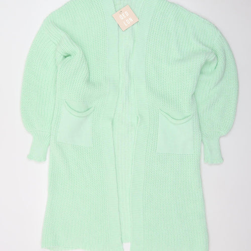 QED London Women’s Green Chunky Knit Long Cardigan Size 6