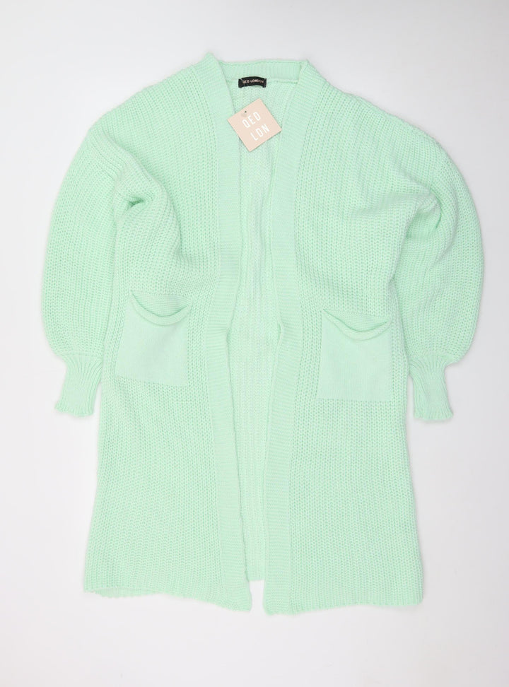 QED London Women’s Green Chunky Knit Long Cardigan Size 6