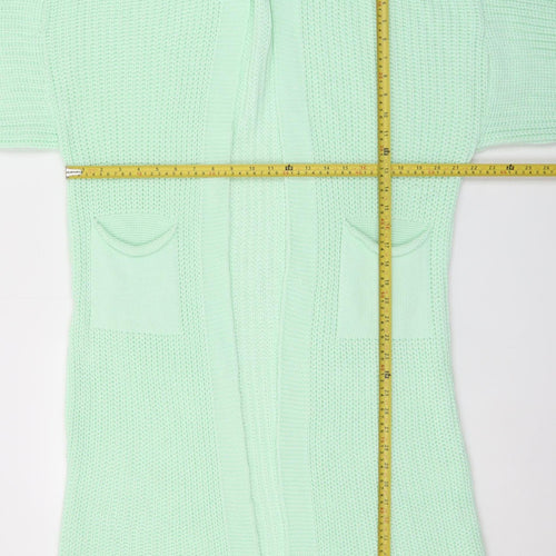 QED London Women’s Green Chunky Knit Long Cardigan Size 6