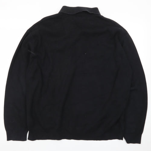 COS Men’s Black Collared Henley Cotton Jumper Size L