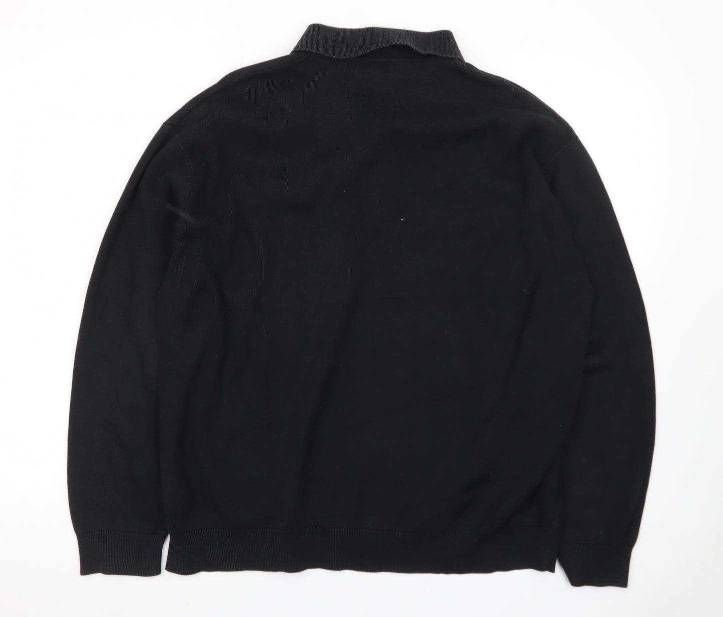 COS Men’s Black Collared Henley Cotton Jumper Size L