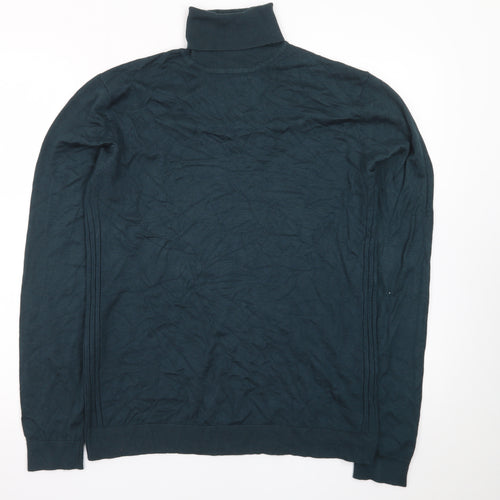 River Island Men’s Green Roll Neck Cotton Jumper M