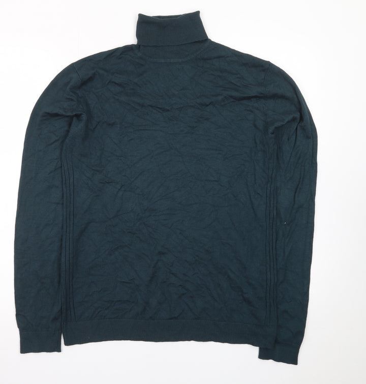 River Island Men’s Green Roll Neck Cotton Jumper M