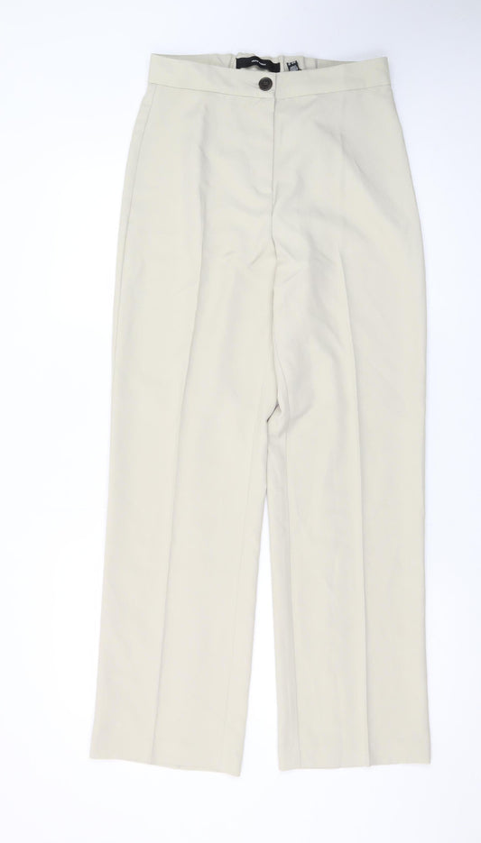 Vero Moda Women Beige Straight Leg Chino Trousers Size 12