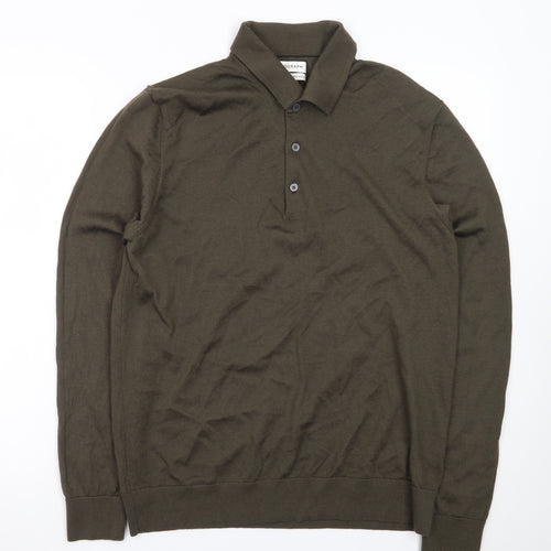 Marks and Spencer Men’s Green Merino Wool Henley Jumper L