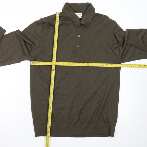 Marks and Spencer Men’s Green Merino Wool Henley Jumper L