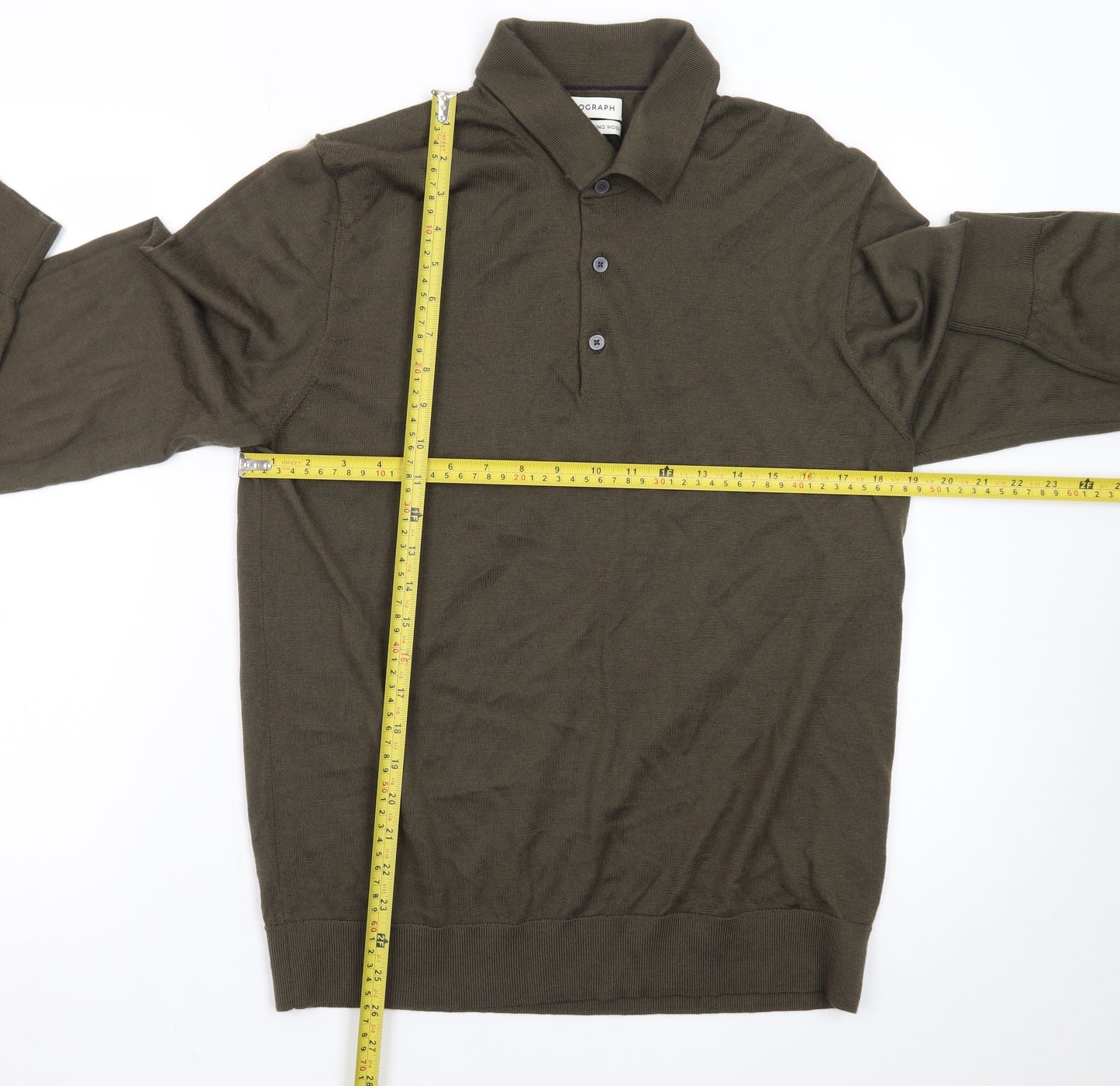 Marks and Spencer Men’s Green Merino Wool Henley Jumper L