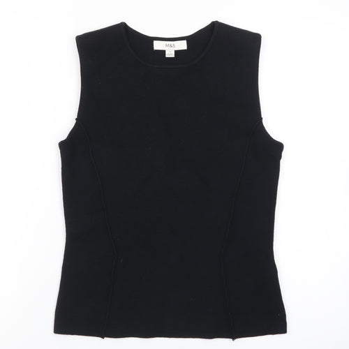 Marks and Spencer Women's Black Sleeveless Slim Fit Cotton Tank Top S