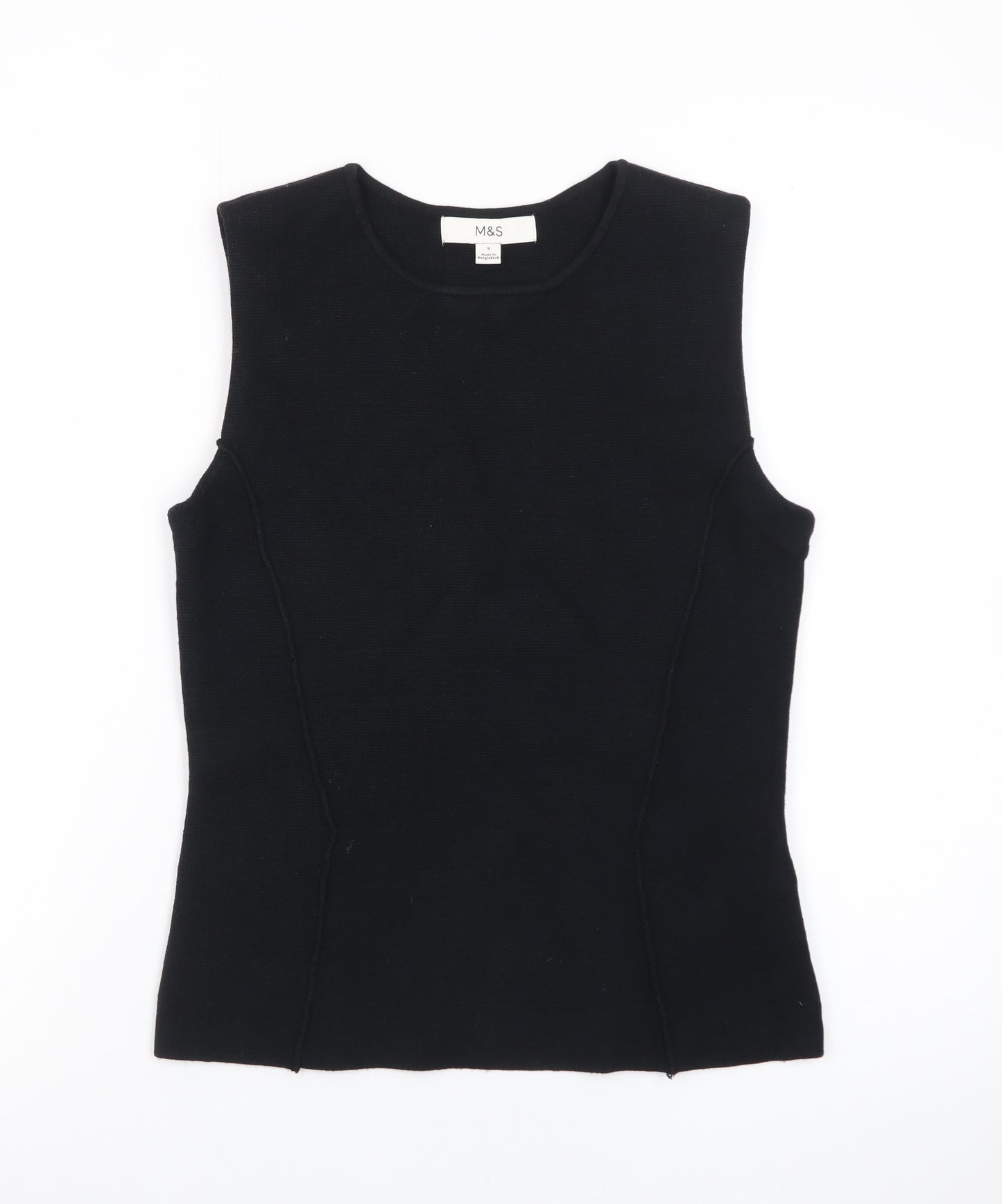 Marks and Spencer Women's Black Sleeveless Slim Fit Cotton Tank Top S
