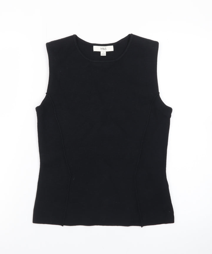 Marks and Spencer Women's Black Sleeveless Slim Fit Cotton Tank Top S